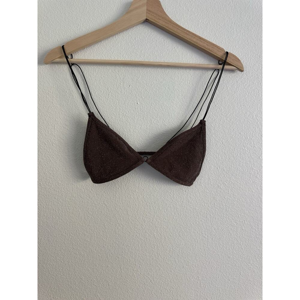 Free People Sparkle Brown Triangle Bralette Women’s M/L Stretchy NWT Festival